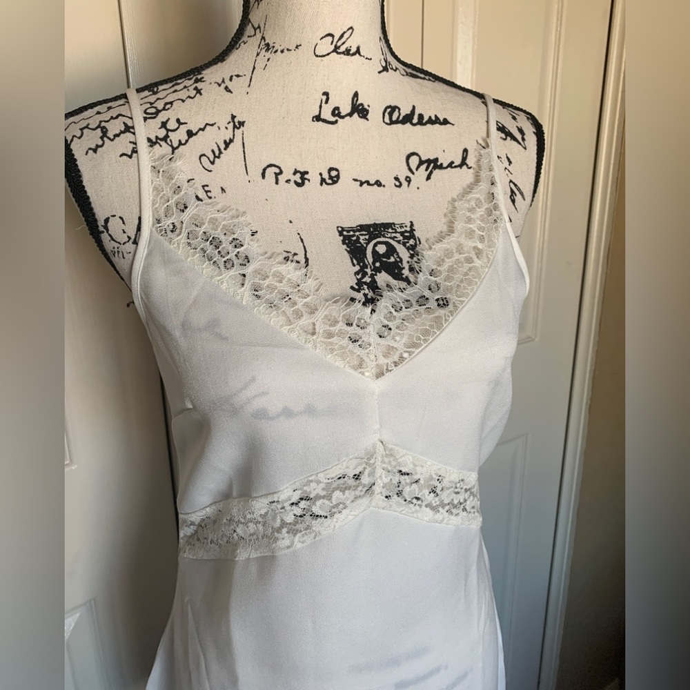 Misguided Petite White Lace Insert Cami Dress